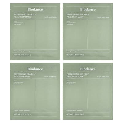 Biodance Refreshing Sea Kelp Real Deep Beauty Mask, 4 шт, 1.19 oz (34 g) каждый