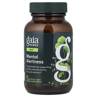 Gaia Herbs Mental Alertness, 60 жидких фитокапсул (418 мг на капсулу)