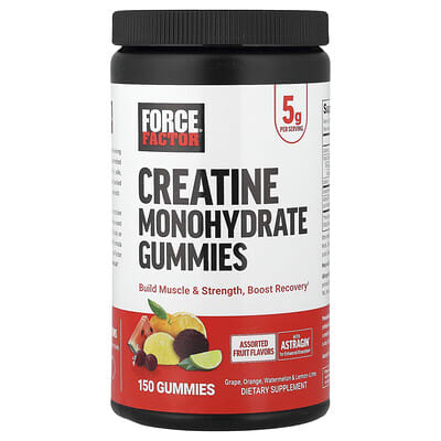 Force Factor Creatine Monohydrate Gummies, Assorted Fruit, 150 шт