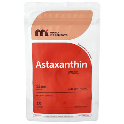 Micro Ingredients Astaxanthin, 12 mg, 120 мягких капсул