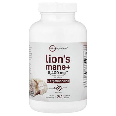 Micro Ingredients Lion's Mane + L-Ergothioneine, 240 вегетарианских капсул