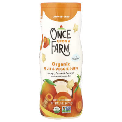 Organic Fruit & Veggie Puffs, Crawler, Mango, Carrot & Coconut with Turmeric, Unsweetened, 1.5 oz (42.5 g)