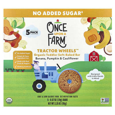 Tractor Wheels™, Organic Toddler Soft-Baked Bar, Banana, Pumpkin & Cauliflower, 5 Pack, 0.67 oz (19 g) Each