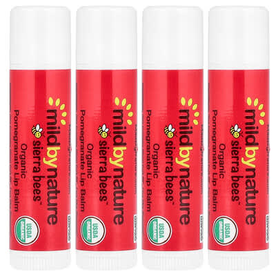 Sierra Bees™, Organic Lip Balms, Pomegranate, 4 Pack, 0.15 oz (4.25g) Each