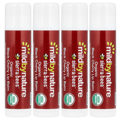 Sierra Bees™, органический бальзам для губ, черная вишня, 4 шт, 0.15 oz (4.25 g) каждая