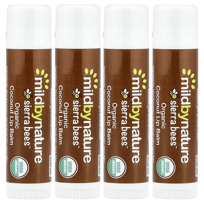 Sierra Bees™, Organic Lip Balms, Coconut, 4 Pack, 0.15 oz (4.25 g) Each