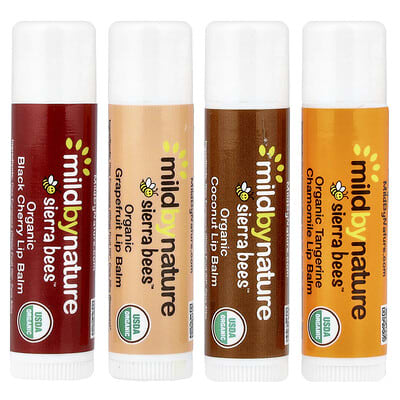 Sierra Bees™, Organic Lip Balms, Variety Pack, 4 Pack, 0.15 oz (4.25 g) Each