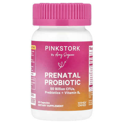 Pink Stork Пренатальный пробиотик + витамин B6, 30 капсул
