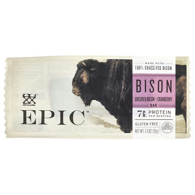 Bison Bar, Uncured Bacon + Cranberry, 1.3 oz (37 g)