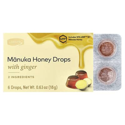 Капли с медом манука и имбирем, 6 капель, 0.63 oz (18 g)