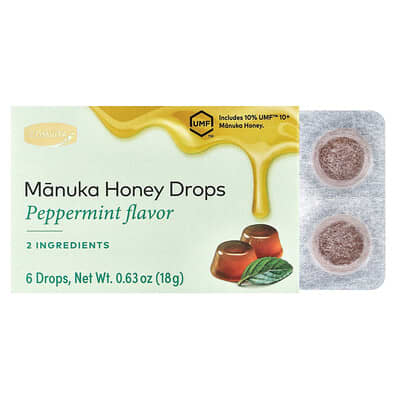 Manuka Honey Drops, Peppermint, 6 Drops, 0.63 oz (18 g)