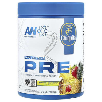 Предтренировочный комплекс AN Supps, без кофеина, ананас-клубника, 390 g