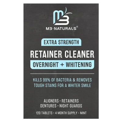Retainer Cleaner, Overnight + Whitening, Mint, 120 Tablets