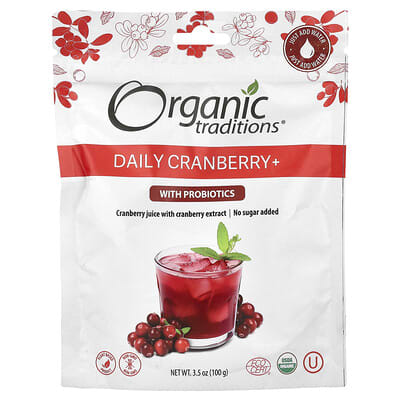 Суперфуды Organic Traditions Daily Cranberry+ с пробиотиками, 3.5 oz (100 g)