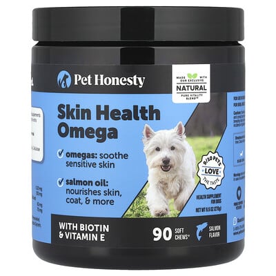 Витамины для собак Pet Honesty Skin Health Omega, Salmon, 90 Soft Chews, 270 g