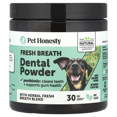 Зубной порошок Pet Honesty Fresh Breath Dental Powder для собак, Mint, 5.29 oz (150 g)