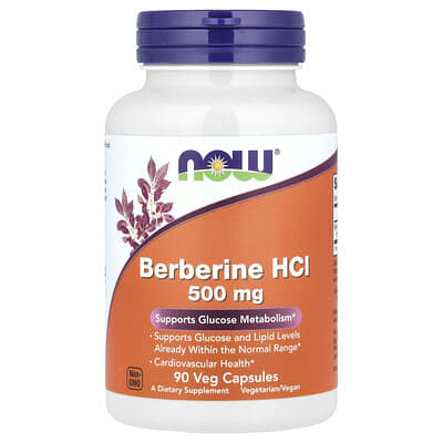 NOW Foods Berberine HCl, 500 mg, 90 вегетарианских капсул