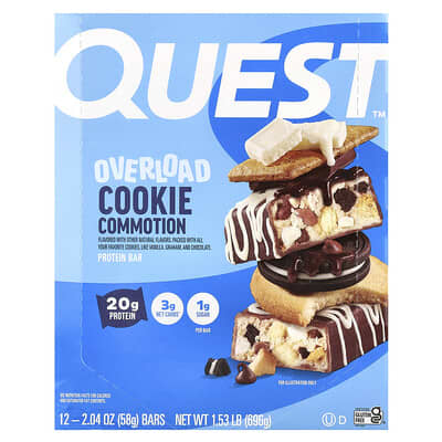 Протеиновый батончик Quest Nutrition Overload Cookie Commotion, 12 штук по 2.04 oz (58 g)