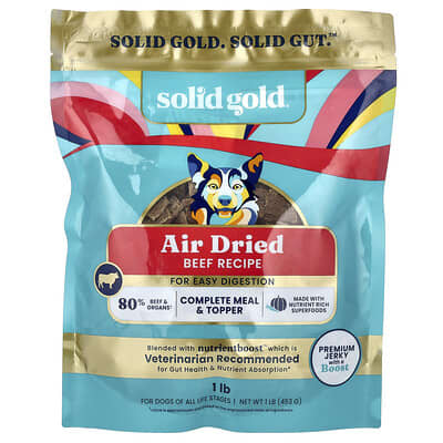 Сухой полноценный корм и топпер для собак Solid Gold Beef Recipe, 1 lb (453 g)