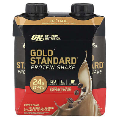 Gold Standard® Protein Shake, Cafe Latte, 4 Cartons, 11 fl oz (325 ml) Each