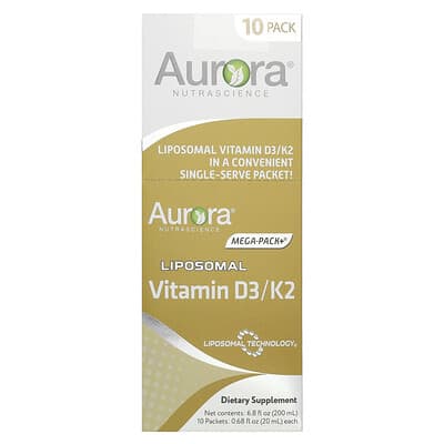 Aurora Nutrascience Липосомальный витамин D3/K2, 10 пакетиков, 0.68 fl oz (20 ml) каждый