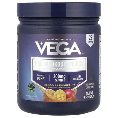 Предтренировочный комплекс Vega, Mango Passionfruit, 8.5 oz (240 g)