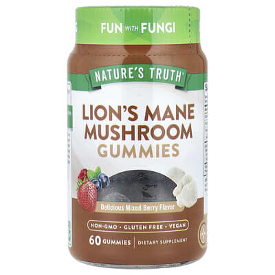 Желейные конфеты с грибом Lion's Mane, Delicious Mixed Berry, 60 Gummies