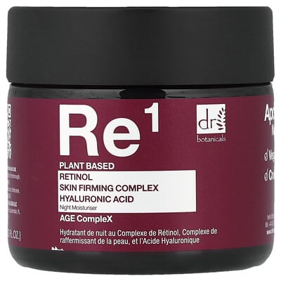 Dr. Botanicals Re1 Ночной увлажняющий крем с ретинолом и гиалуроновой кислотой, 2 fl oz (60 ml)