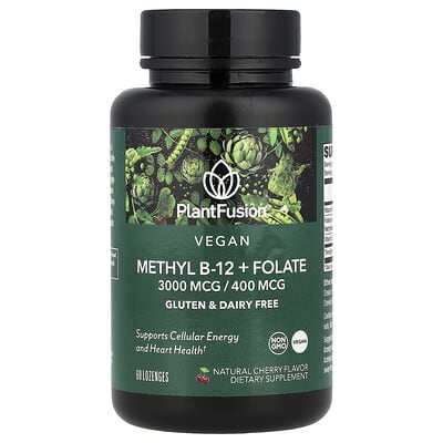 Vegan Methyl B-12 + Folate, Natural Cherry, 60 Lozenges