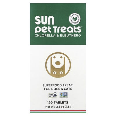 Лакомства Sun Pet Treats™, Chlorella & Eleuthero для собак и кошек, 120 таблеток