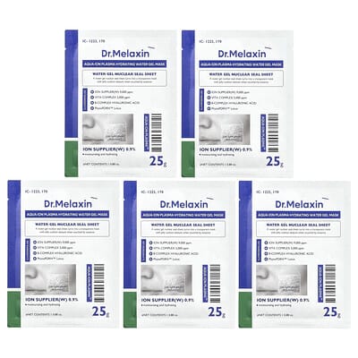 Aqua Ion Plasma, Hydrating Water Beauty Gel Mask, 5 шт, 0.88 oz (25 g) каждая
