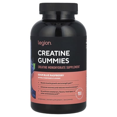 Creatine Gummies, Sour Blue Raspberry, 120 Gummies