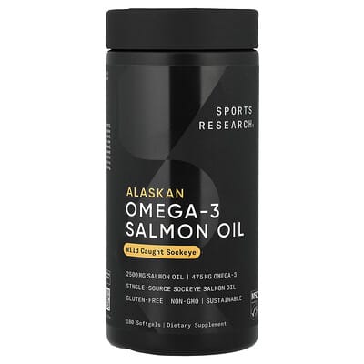 Рыбий жир Alaskan Omega-3 Salmon Oil, Wild Caught Sockeye, 180 мягких капсул