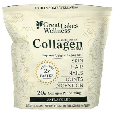 Grass-Fed Bovine Collagen Peptides, Unflavored, 64 oz (1.8 kg)