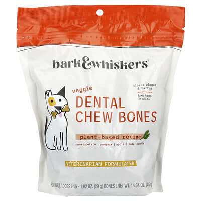 Лакомство для собак Bark & Whiskers™ Dental Chew Bones Veggie 15 Bones 1.02 oz (29 g) Each