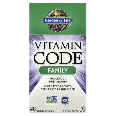Мультивитамины Garden of Life Vitamin Code®, Family, 120 вегетарианских капсул