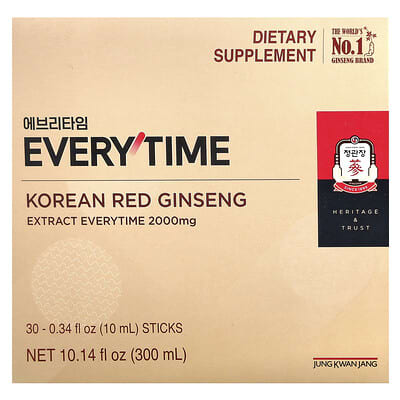 Korean Red Ginseng Extract, Everytime , 30 Sticks, 0.34 fl oz (10 ml) Each