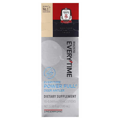 JungKwanJang Deer Antler, Everytime Power Full, 10 палочек, 0.34 fl oz (10 ml) каждая