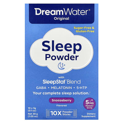 Порошок для сна Dream Water Original Sleep Powder с добавкой SleepStat™, Snoozeberry, 10 стиков, 0.1 oz (3 g) каждый