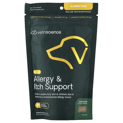 Allergy Plus для собак, утка, 60 мягких лакомств, 4.23 oz (120 g)