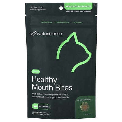 Зубные лакомства для кошек Healthy Mouth Bites, 60 шт, 4.23 oz (120 g)