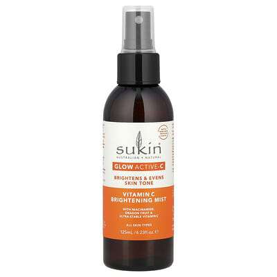 Спрей-мист для лица Sukin Glow Active-C, Vitamin C Brightening Mist, 4.23 fl oz (125 ml)