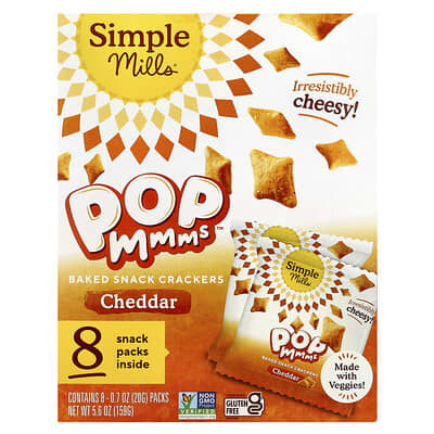 Pop Mmms™, Baked Snack Crackers, Cheddar, 8 Packs, 0.7 oz (20 g) Each