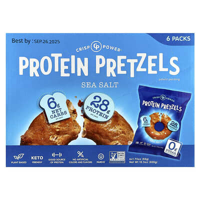 Протеиновые крендельки Crisp Power Protein Pretzels Sea Salt 6 пакетов