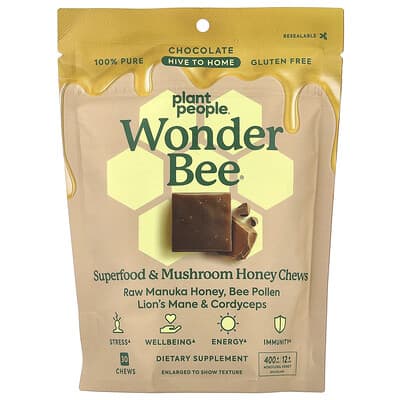 WonderBee®, жевательные конфеты с суперфудами и грибами, Chocolate, 30 шт