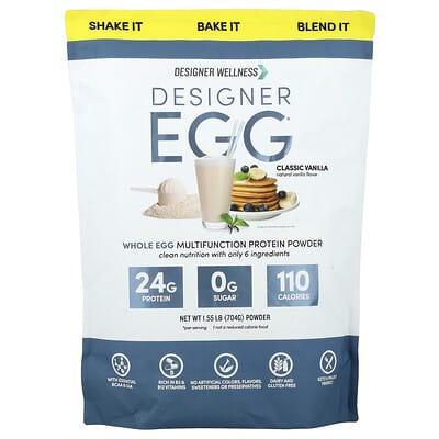 Порошок протеина Designer Egg®, Whole Egg Multifunction, Classic Vanilla, 1.55 lb (704 g)