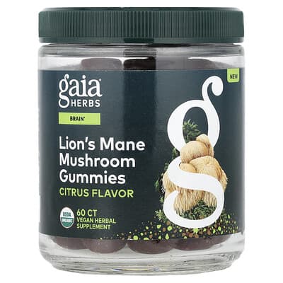 Gaia Herbs жевательные мармеладки с грибом Lion's Mane, цитрус, 60 шт