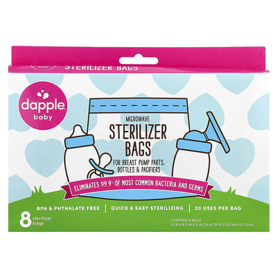Microwave Sterilizer Bags, For Breast Pump Parts, Bottles & Pacifiers, 8 Sterilizer Bags