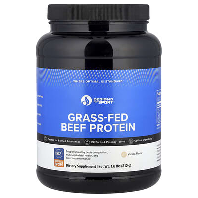 Белковый протеин Designs For Sport® Grass-Fed Beef, Vanilla 1.8 lbs (810 g)