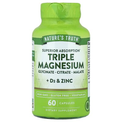 Triple Magnesium + D3 & Zinc, 60 Capsules